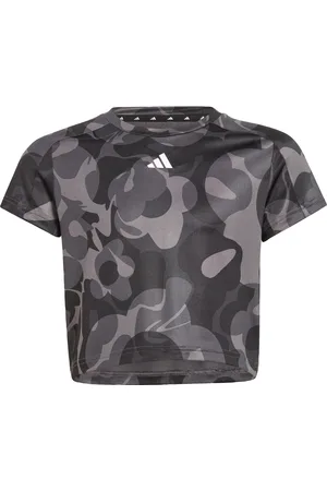 adidas Kids Unisex Essentials AEROREADY Seasonal Print Crop Tee - recycled_material - Size 7-8Y