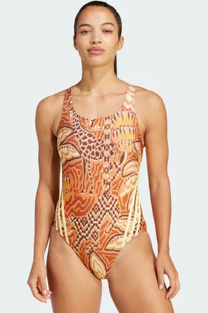 adidas Womens x FARM Rio 3-Stripes Swimsuit - Recycled Material - Size XXS/X-Small