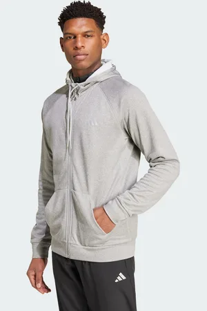 adidas Mens Game and Go Training Big Logo 3-Stripes Full-Zip Hoodie - Recycled Material - Size Large