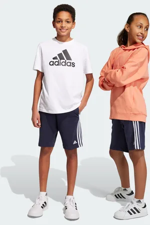 adidas Childrens Unisex Essentials 3-Stripes Knit Shorts - Cotton - Size 7-8Y