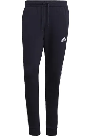 adidas Mens Essentials Fleece Tapered Cuff 3-Stripes Pants - - Size Small