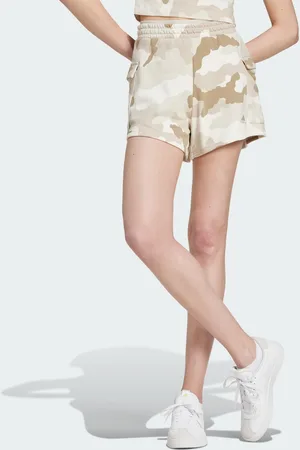 adidas Womens Essentials 3-Stripes Camo-Print Cargo Shorts - Cotton - Size X-Small