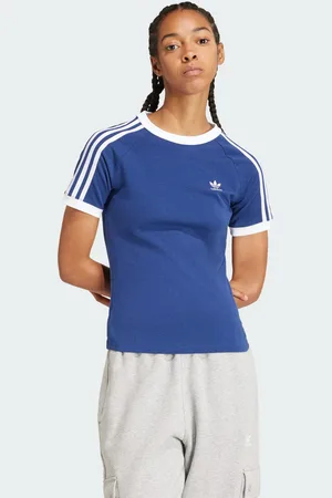 adidas Womens 3-Stripes Slim Raglan Tee - Cotton - Size 2XS