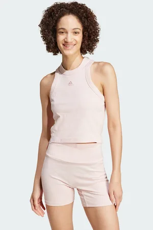 adidas Womens Lounge Ribbed Crop Tank Top - Cotton - Size 2XS