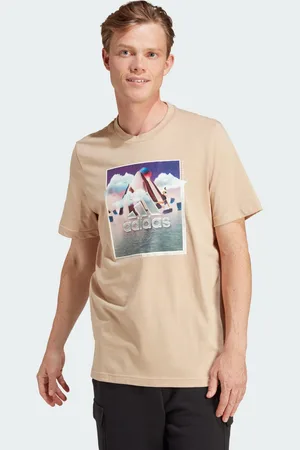 adidas Mens Landscape Badge Graphic Tee - Cotton - Size Small