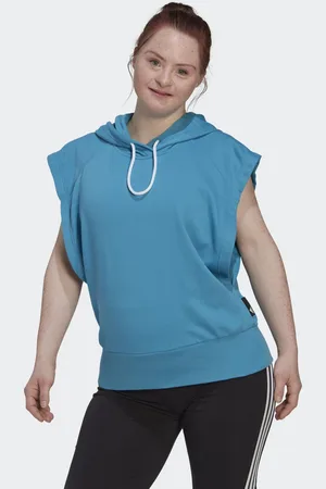 adidas Womens Studio Lounge Hooded Tee - Cotton - Size Large