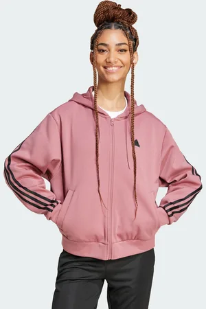 adidas Womens Future Icons 3-Stripes Full Zip Hoodie - Cotton - Size X-Small