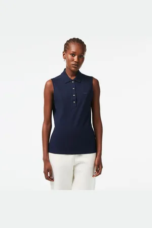 Lacoste Womens Slim Fit L.12.D Sleeveless Stretch Polo Shirt in Cotton - Size 10 UK