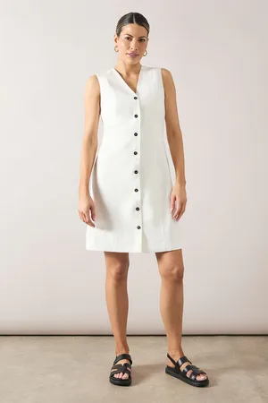 wallis Womens Viscose Mix Sleeveless Button Shift Dress - - Size 16 UK