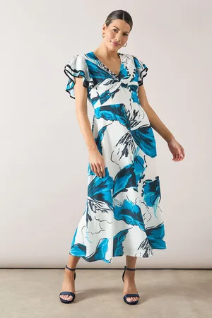 wallis Womens Floral Ruffle Twist Midaxi Dress - - Size 22 UK
