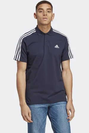 adidas Mens Essentials Piqué Embroidered Small Logo 3-Stripes Polo Shirt - Cotton - Size X-Large