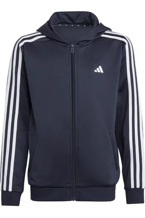 adidas Kids Unisex Train Essentials AEROREADY 3-Stripes Regular-Fit Full-Zip Hoodie - Recycled Material - Size 7-8Y