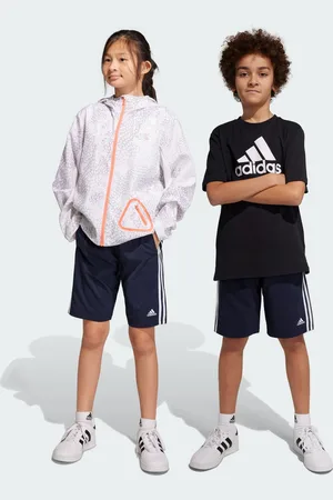 adidas Kids Unisex Essentials 3-Stripes Woven Shorts - Recycled Material - Size 9-10Y