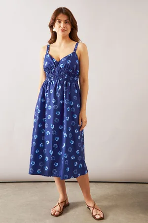 wallis Womens Spot Print Ruched Midi Dress - - Size 8 UK