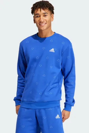 adidas Mens Seasonal Essentials Monogram Graphic Crew Sweatshirt - Cotton - Size Small