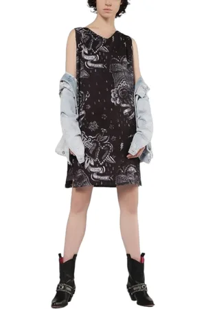 Diesel D MAY Womens Long Dress V Neck Ebony Casual Party Outwear Sleeveless Top - Lyocell - Size X-Small