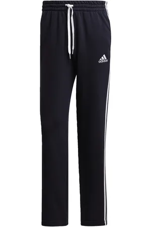 adidas Mens Essentials Fleece Open Hem 3-Stripes Pants - Cotton - Size Large