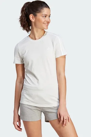 adidas Womens Essentials Slim 3-Stripes Tee - Cotton - Size 2XS