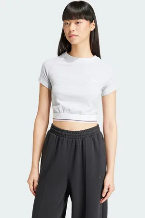 adidas Womens Tape Waistband Tee - Cotton - Size X-Large