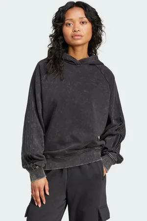 adidas Womens Washed-Out Boyfriend-Fit Hoodie - Cotton - Size 2XS