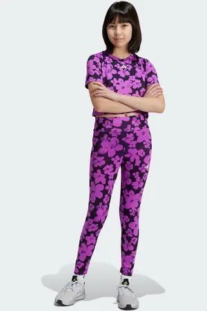 adidas Kids Unisex Train Essentials Seasonal Printed High Waisted 7/8 Training Leggings - Recycled Material - Size 14-15Y