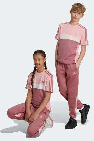 adidas Kids Unisex Tiberio 3-Stripes Colorblock Fleece Pants - Cotton - Size 15-16Y