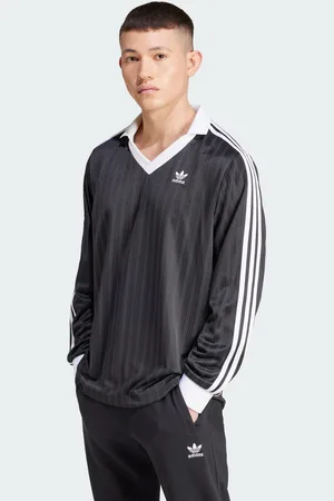 adidas Mens Adicolor Piqué Football Long Sleeve Tee - Recycled Material - Size Medium