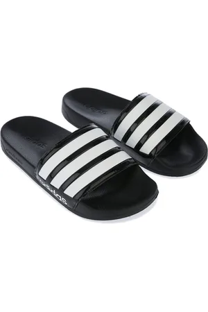 adidas Womens Adilette Shower Slide Sandals in Black-White - Size UK 4