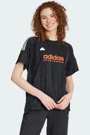 adidas Womens Tiro Cut 3-Stripes Jacquard Boyfriend Tee - Recycled Material - Size Large