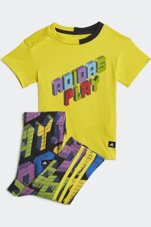 adidas Childrens Unisex x Classic LEGO Tee and Pants Set - Cotton - Size 9-12M