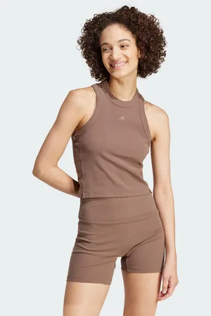 adidas Womens Lounge Ribbed Crop Tank Top - Cotton - Size 2XS