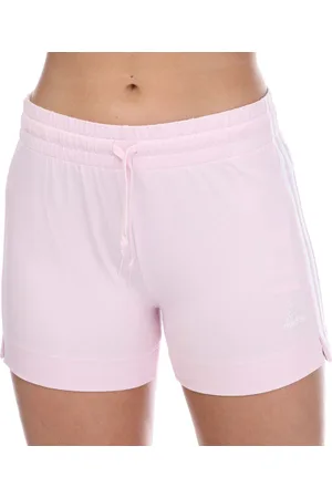 adidas Womens Essentials Slim 3-Stripes Shorts in Pink white - Cotton - Size UK 4-6 (Womens)