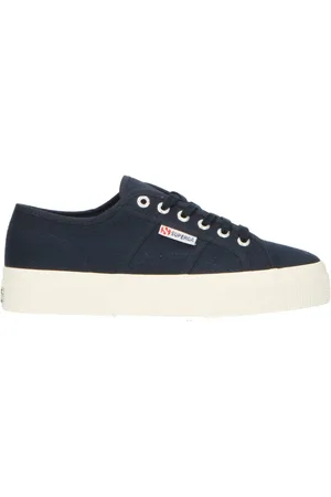 Superga 2740 Platform Cotton WoMens Navy Trainers - - Size UK 5.5
