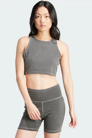 adidas Womens Essentials+ Crop Tank Top - Cotton - Size 2XL