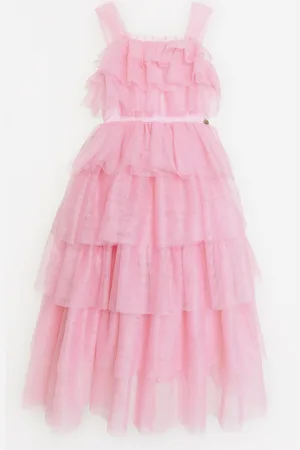 BCBG Max Azria Girls Maxi Micro Plisse Tulle Dress in - Size 14Y