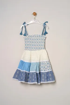 MISS Girls Printed Patch Work Summer Dress - - Size 6Y