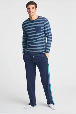 Tokyo Laundry Mens Cotton 2-Piece Long Sleeve Top And Bottoms Pyjama Set - Size X-Large
