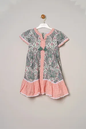 MISS Girls Printed Boho Summer Dress - - Size 7Y