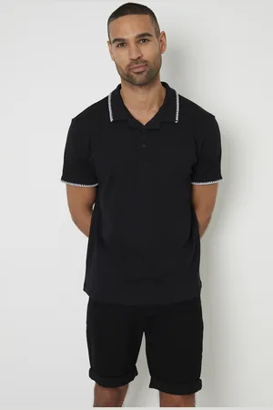 Threadbare Mens Cotton Contrast Revere Collar Polo Shirt - Size Medium