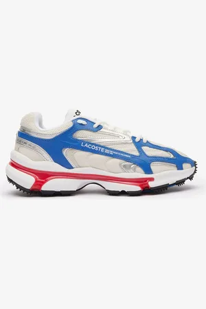 Lacoste Mens L003 2K24 Trainers in blue red Leather - Size UK 6.5