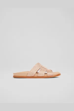 LK Bennett Womens Rachelle Flat Sandals, Rose Gold - Metallic Textile - Size UK 4