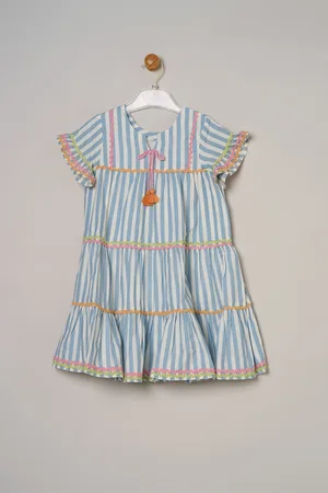 MISS Girls Printed Boho Summer Dress - - Size 7Y