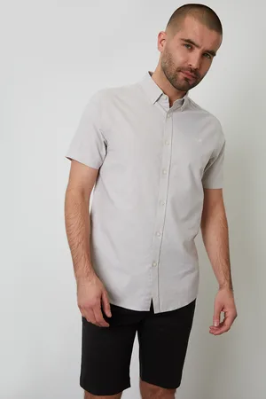 Threadbare Mens Oxford Cotton Slim Fit Short Sleeve Shirt - Size Large