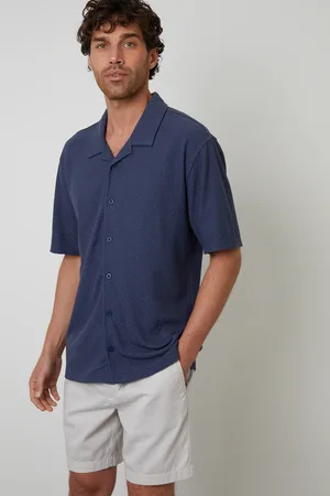 Threadbare Mens Relaxed Fit Textured Revere Collar Shirt - Size Small