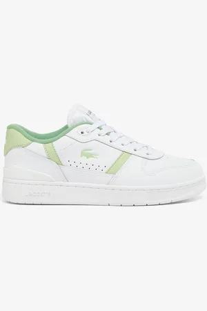 Lacoste Womens T-Clip Set Leather Trainers in Green - Size UK 4