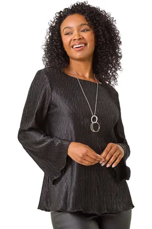 Roman Womens Petite Pleated Necklace Top - - Size 14 UK