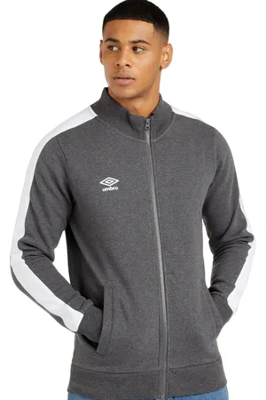 Umbro Mens Stripe Sleeve Zipped Track Top (Brilliant White/Charcoal Marl) - - Size Small