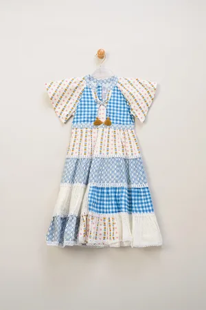 MISS Girls Printed Patch Work Summer Dress - - Size 7Y