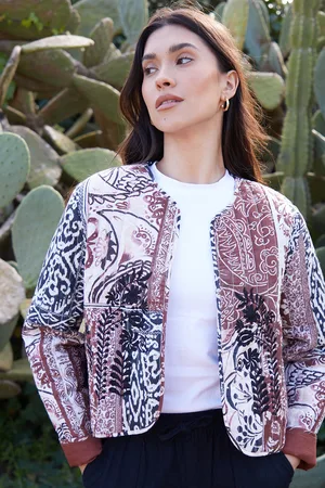Threadbare Womens Terracotta Embroidered Quilted Jacket - - Size 14 UK