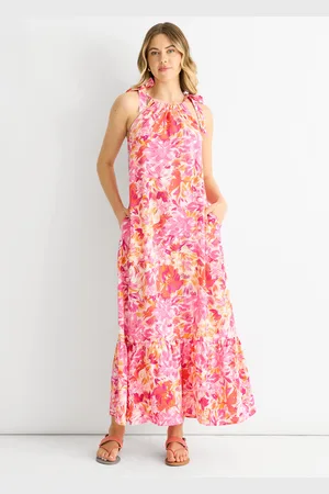 Gini London Womens Floral Tie Straps Trapeze Dress - Size Medium/Large
